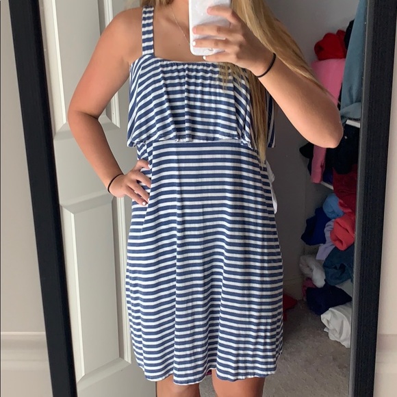 navy and white striped summer dress! - Picture 2 of 4